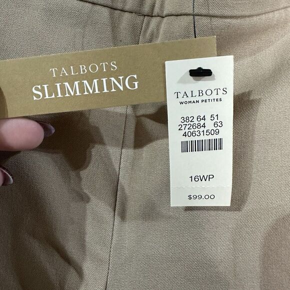 NWT Talbots Chatham Ankle Pants Women's Size 16W Petite Slim Sand Castle Stretch - Picture 8 of 10